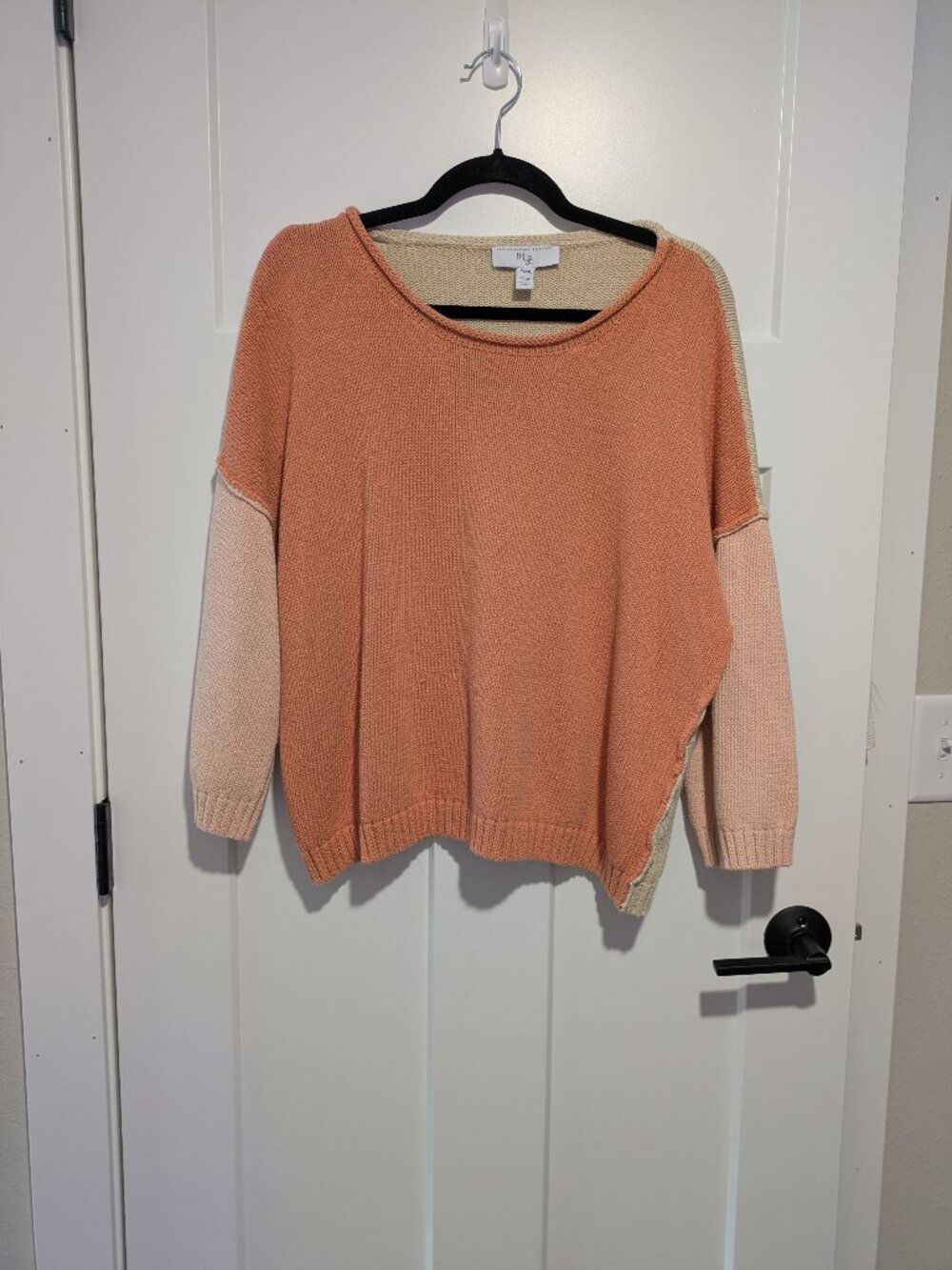 MB Colorblock Knit Oversized Sweater Terracotta Peach XL
